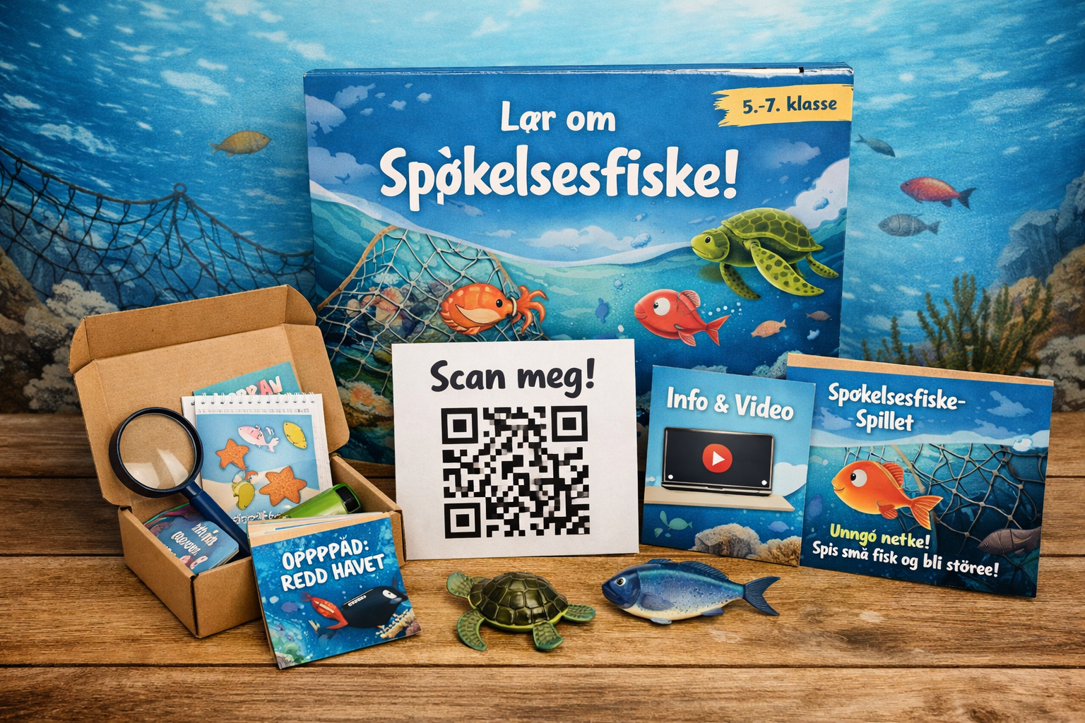 Et bilde som illustrerer et utkast til læringskitet om spøkelsesfiske.